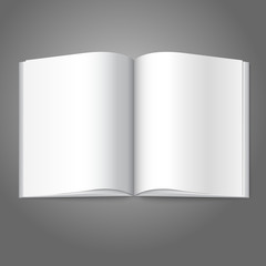 Blank white vector opened book, magazine or photo album for your