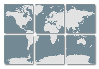 Blue world map illustration made of tiles