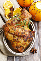 Roasted rabbit with herbs