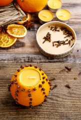 How to make orange pomander ball with candle - tutorial