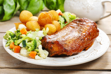 Roasted rabbit with vegetables