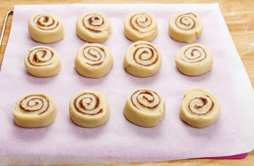 Cinnamon rolls before baking