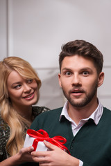 Lovely couple waiting St. Valentine Day