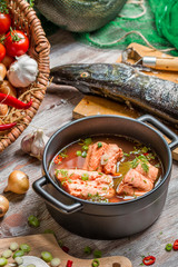 Fresh ingredients for fish soup