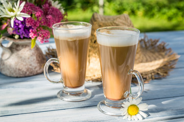 Coffee in the sunny summer garden