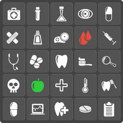 Set of 25 medical web and mobile icons. Vector.