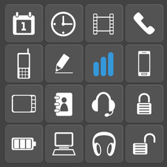 Set of 16 web and mobile icons. Vector.