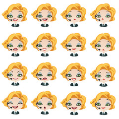 Female avatar manager with headset set of expressions