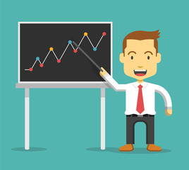 Businessman show business growing graph.