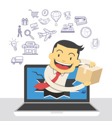 Electronic commerce. Vector illustration and icons