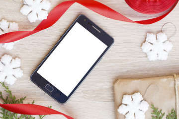 Mobile phone and the Christmas and New Year decoration