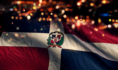 Dominican Republic National Flag Light Night Bokeh Abstract © natanaelginting