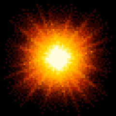 8-bit Pixel Art Firey Explosion. EPS8 Vector
