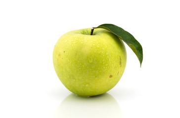 green apple on white background
