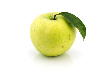 green apple on white background