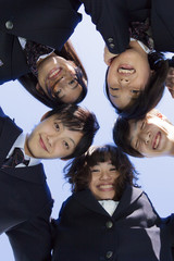 Obraz premium 団結する高校生たち