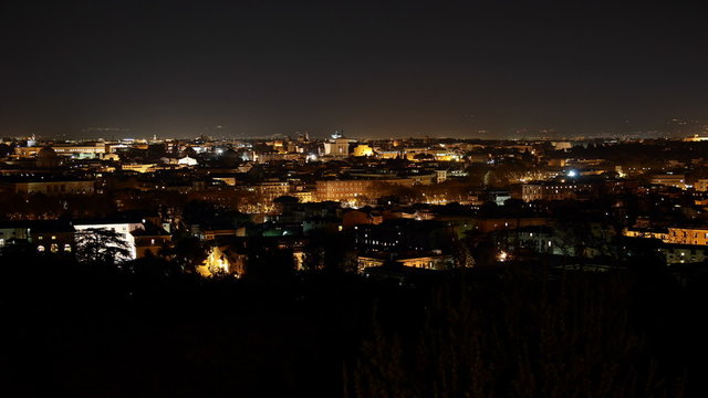 Night view of Rome from Janiculum Hill