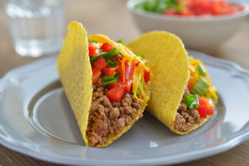 Tacos with ground beef and vegetables