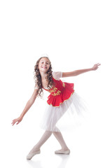 Naklejka premium Merry ballerina looking at camera while dancing