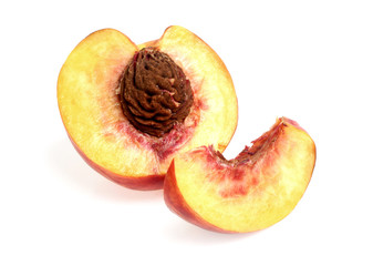 Naklejka na ściany i meble Ripe peach fruit isolated on white background cutout