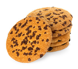 Chocolate chips cookies isolated on white