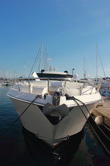 Fototapeta premium High performance power motor boat in marina