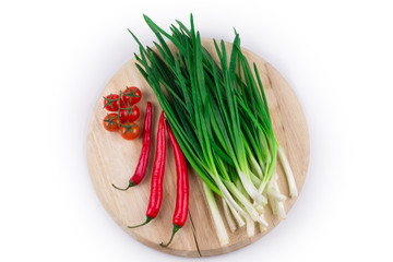green onion with red pepper