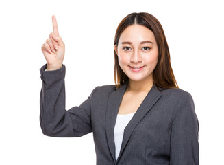 Businesswoman with finger point up