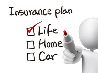 insurance plan checklist checking by 3d man