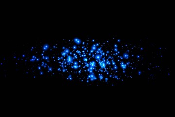 glowing blue lights on a black background