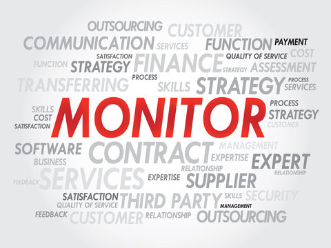 Word cloud of MONITOR related items, presentation background