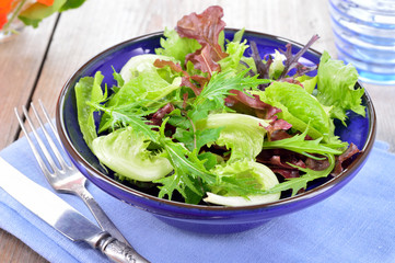 Mixed green leaves salad lettuce.