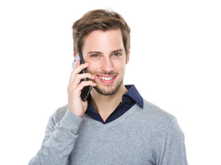 Man talk to mobile phone
