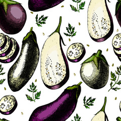 Pattern with eggplants.