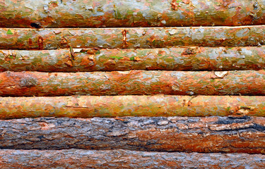 abstract background with wooden log fence