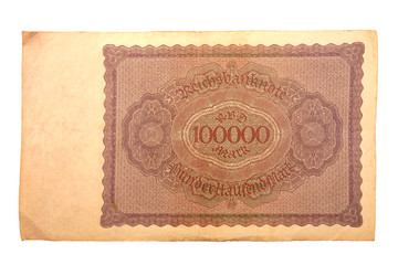 Inflationsgeld Reichsbanknote  01.02.1923 Hunderttausend Mark