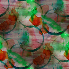 contemporary red, green, pink avant-garde seamless wallpaper han