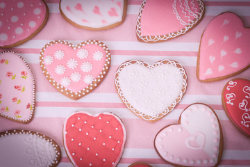 heart cookies on pink