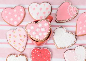 heart cookies on pink