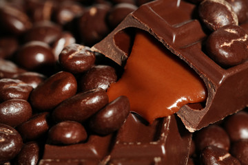 Coffee beans with chocolate glaze and dark chocolate