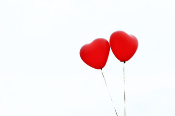 Naklejka na ściany i meble Love heart balloons, outdoors