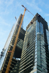 Fototapeta na wymiar the construction of a skyscraper