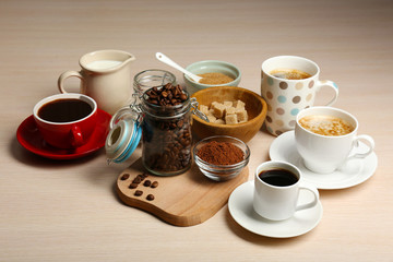 Fresh coffee with several ingredients