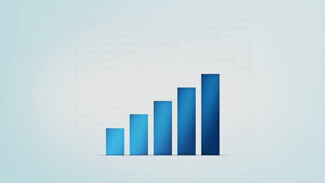 infographic blue bar graph with different values, loop