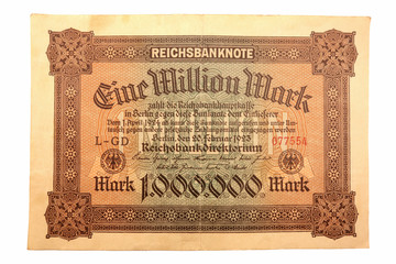 Inflationsgeld Reichsbanknote  20.02.1923 Eine Millionen Mark