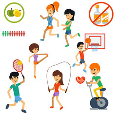 Icon set for active lifestyle, sport, nutrition