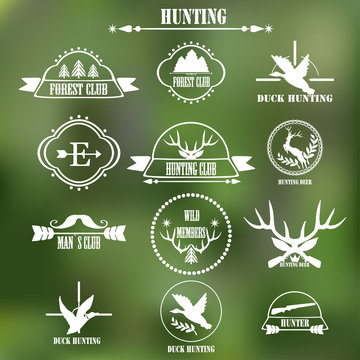 Hunting club label collecton. Vector.