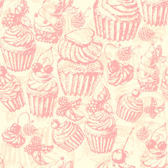 Cute seamless pattern sweet Cake