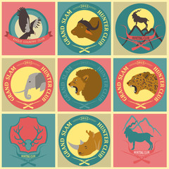 Hunting club label collecton. Grand safari logos and budges