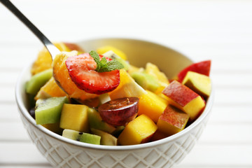 Fruit salad on table